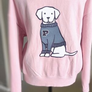 PINK Victoria's Secret Pink Sweatshirt with Navy Dog Graphic